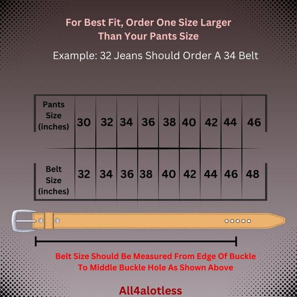 Men's Full Grain American Steer Hide Leather Tan Belt 1 1/2" Inches Wide USA - Picture 4 of 4